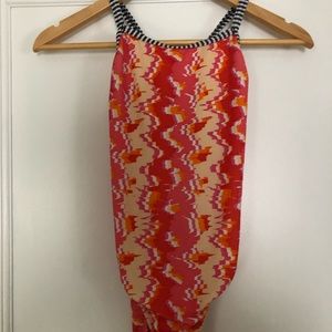 Pink/orange one piece swim suit